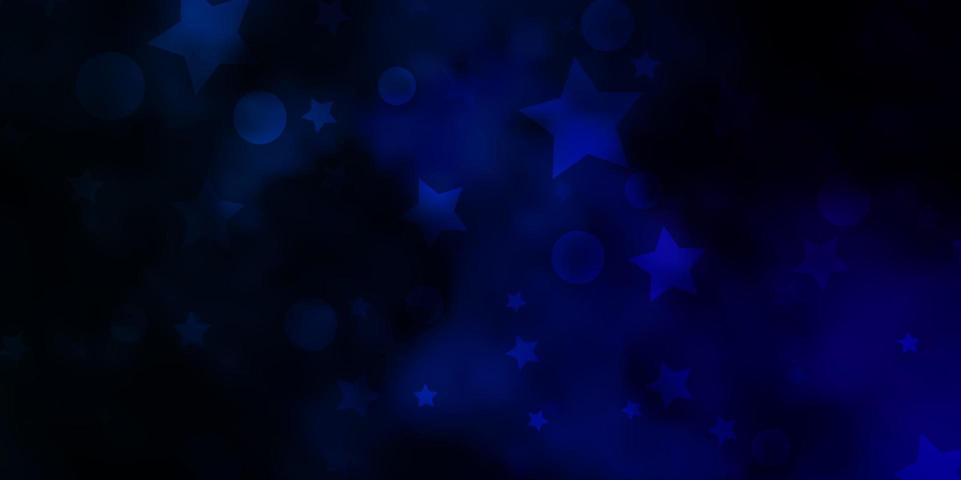 Dark BLUE vector layout with circles, stars.