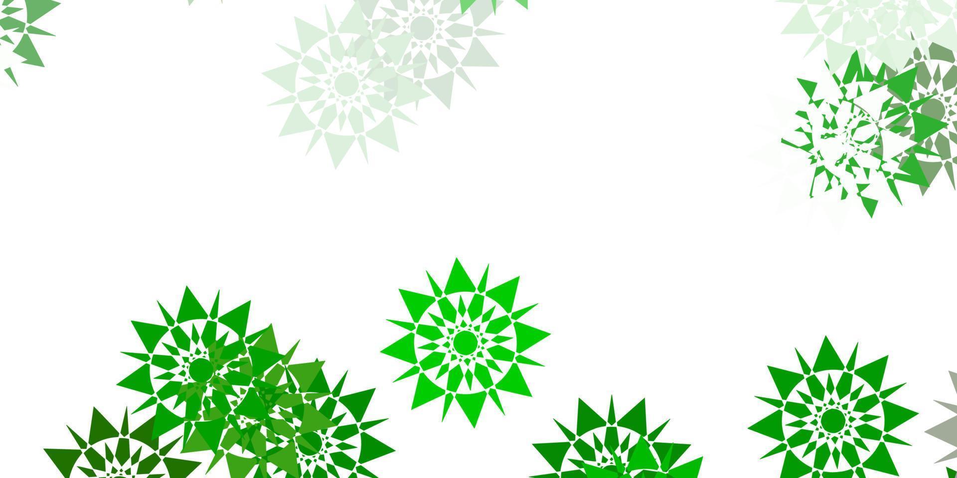 diseño de vector verde claro con hermosos copos de nieve.