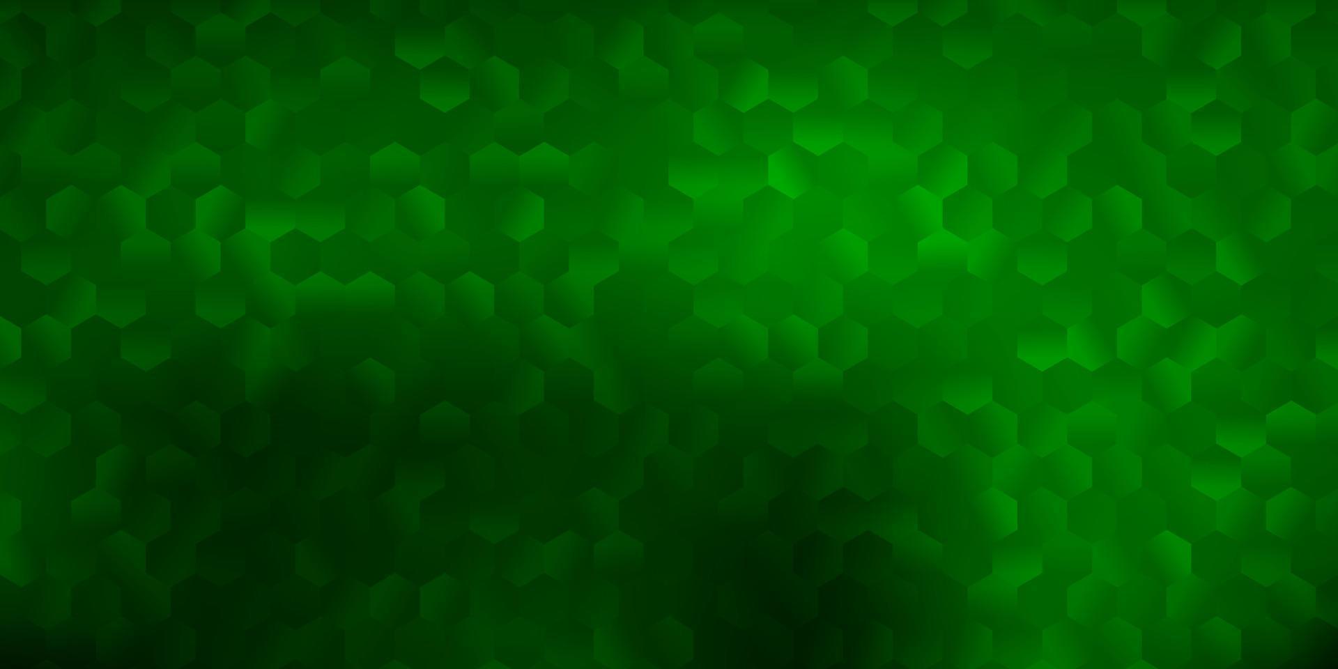 Dark green vector background with hexagonal shapes.