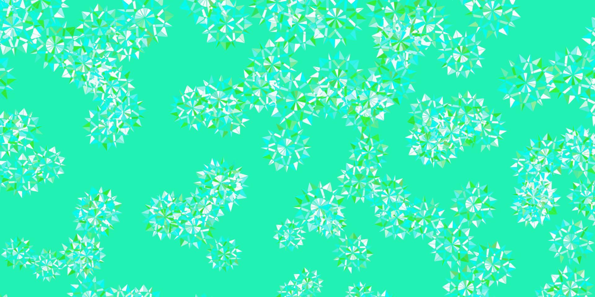 Light green vector beautiful snowflakes backdrop with flowers.