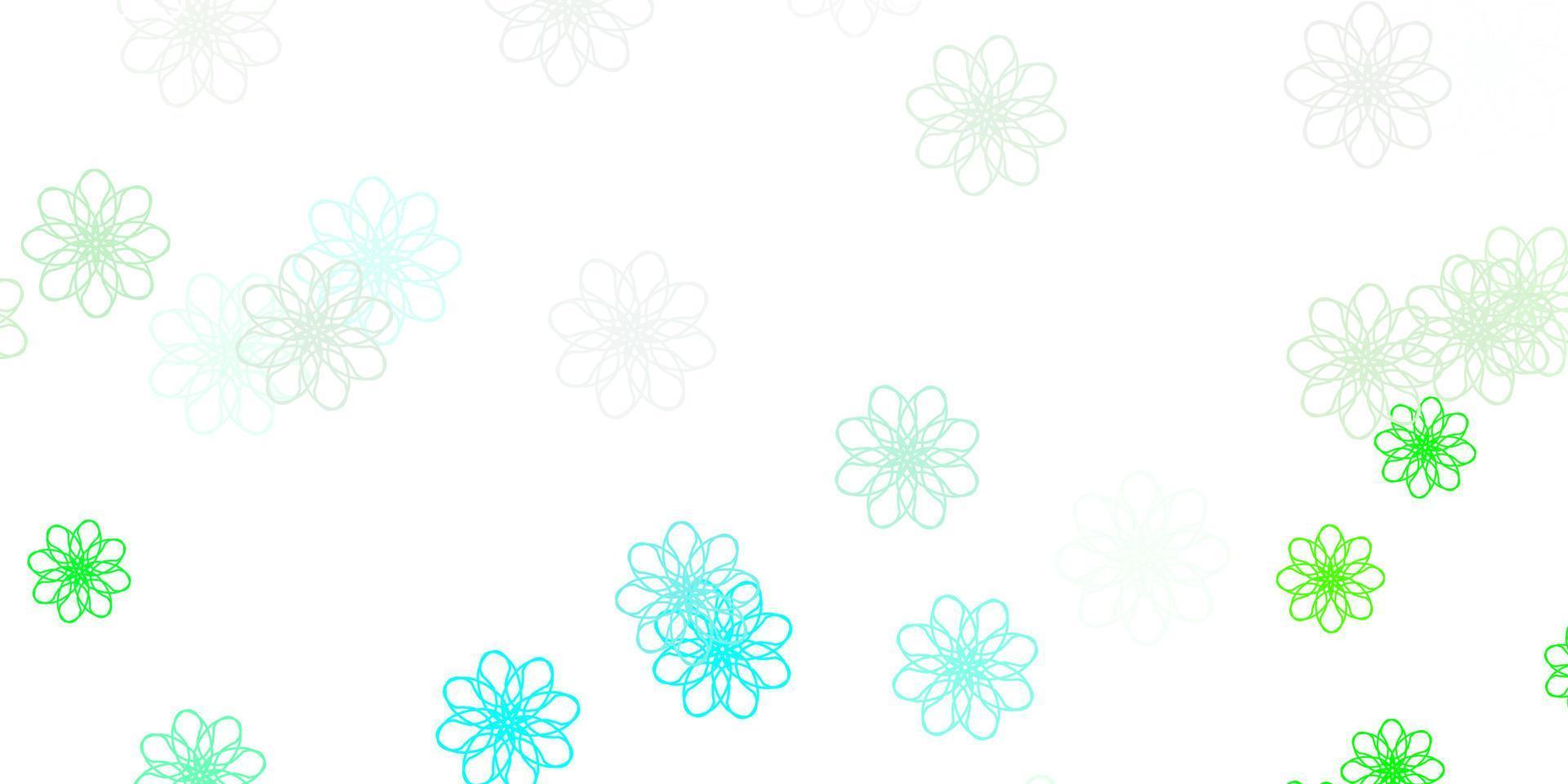 Light Green vector doodle texture with flowers.
