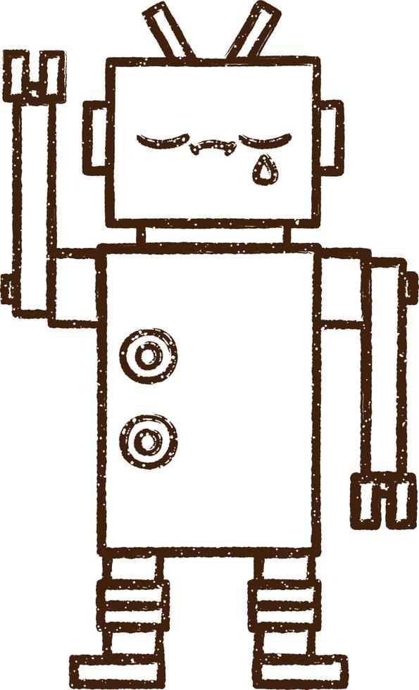 Crazy Robot Charcoal Drawing vector