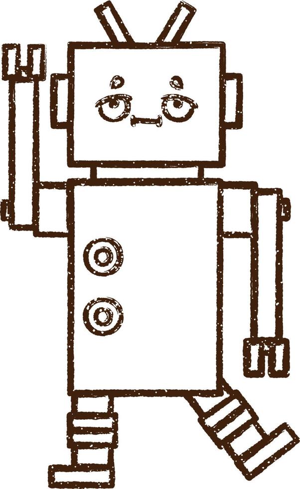 Crazy Robot Charcoal Drawing vector
