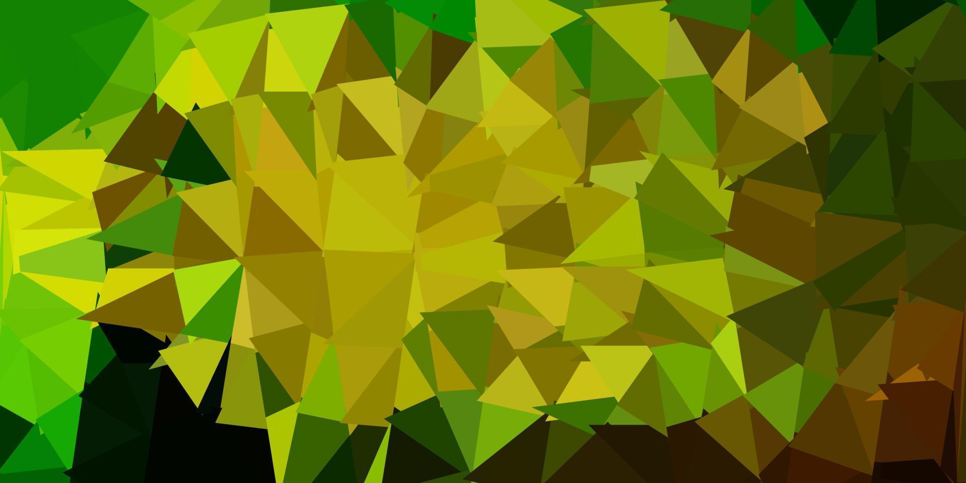 Dark green, yellow vector abstract triangle background.