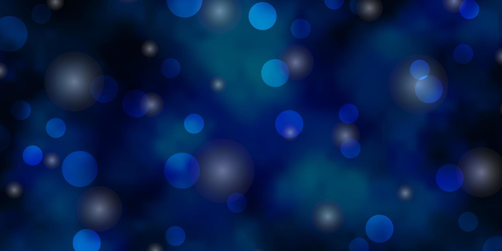 Fondo de vector azul claro con círculos, estrellas.