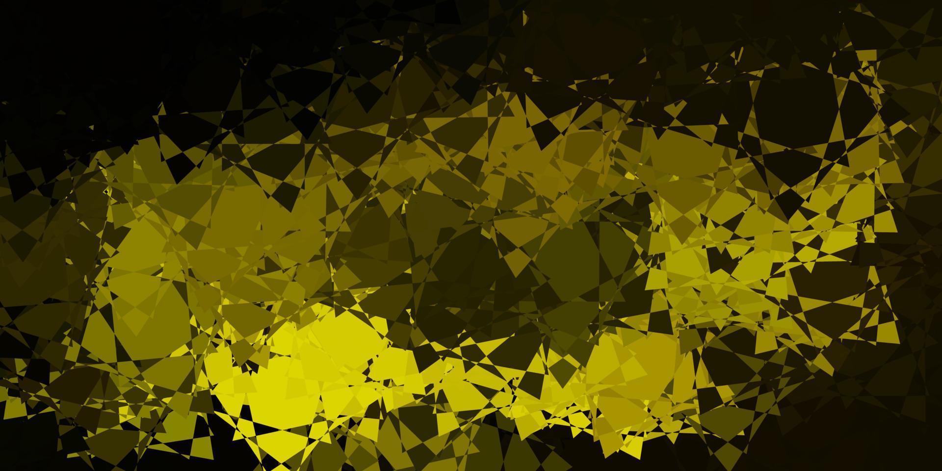 Fondo de vector verde oscuro, amarillo con triángulos, líneas.