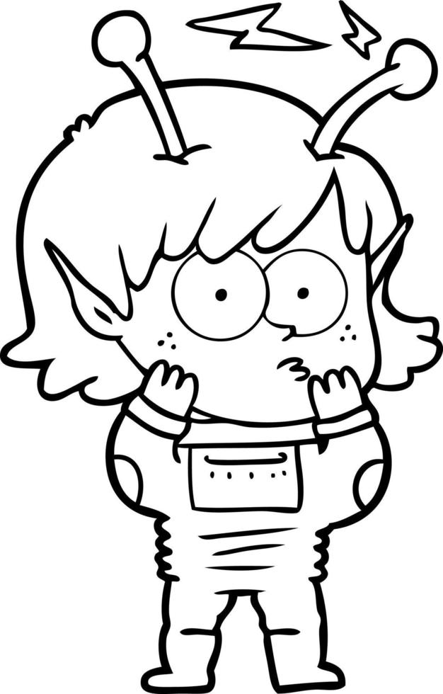 cartoon alien girl vector