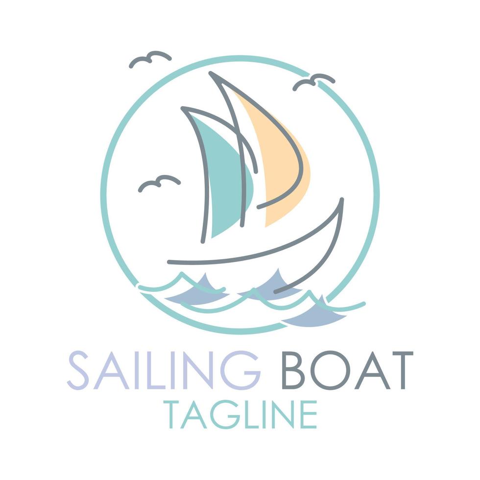 logotipo de barco de vela simple, cruceros diarios, viajes por mar, icono de logotipo vectorial vector