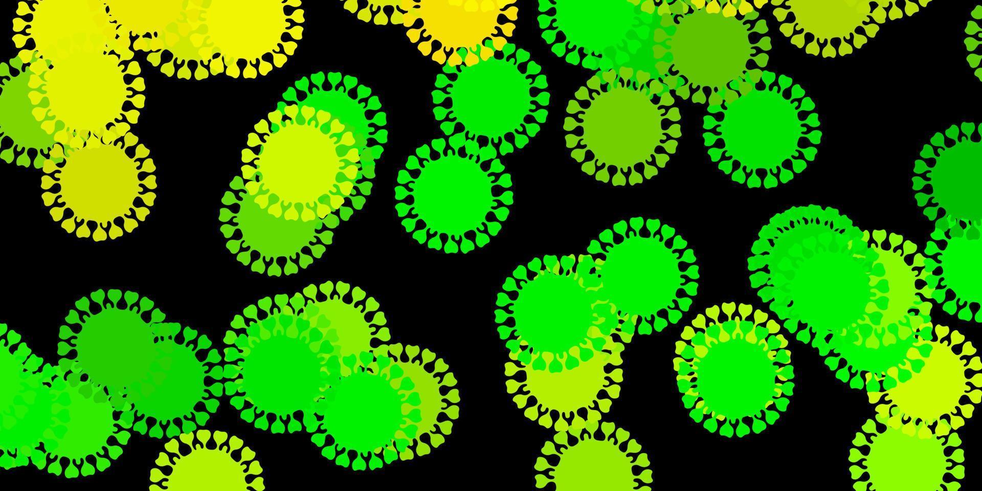 textura de vector verde oscuro, amarillo con símbolos de enfermedades.