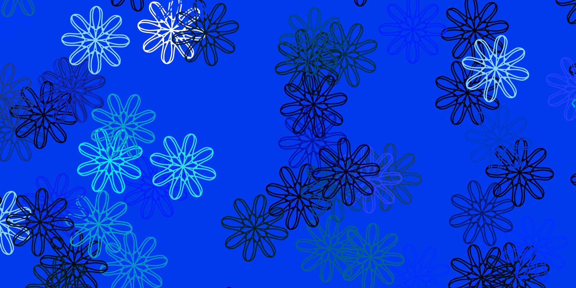 Fondo de doodle de vector azul claro con flores.