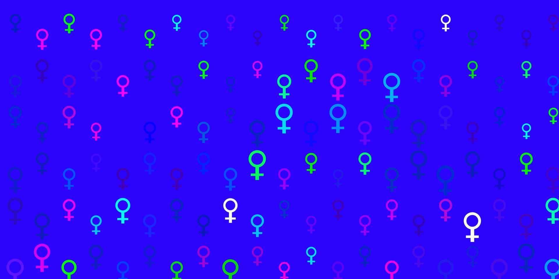 Fondo de vector multicolor claro con símbolos de mujer.