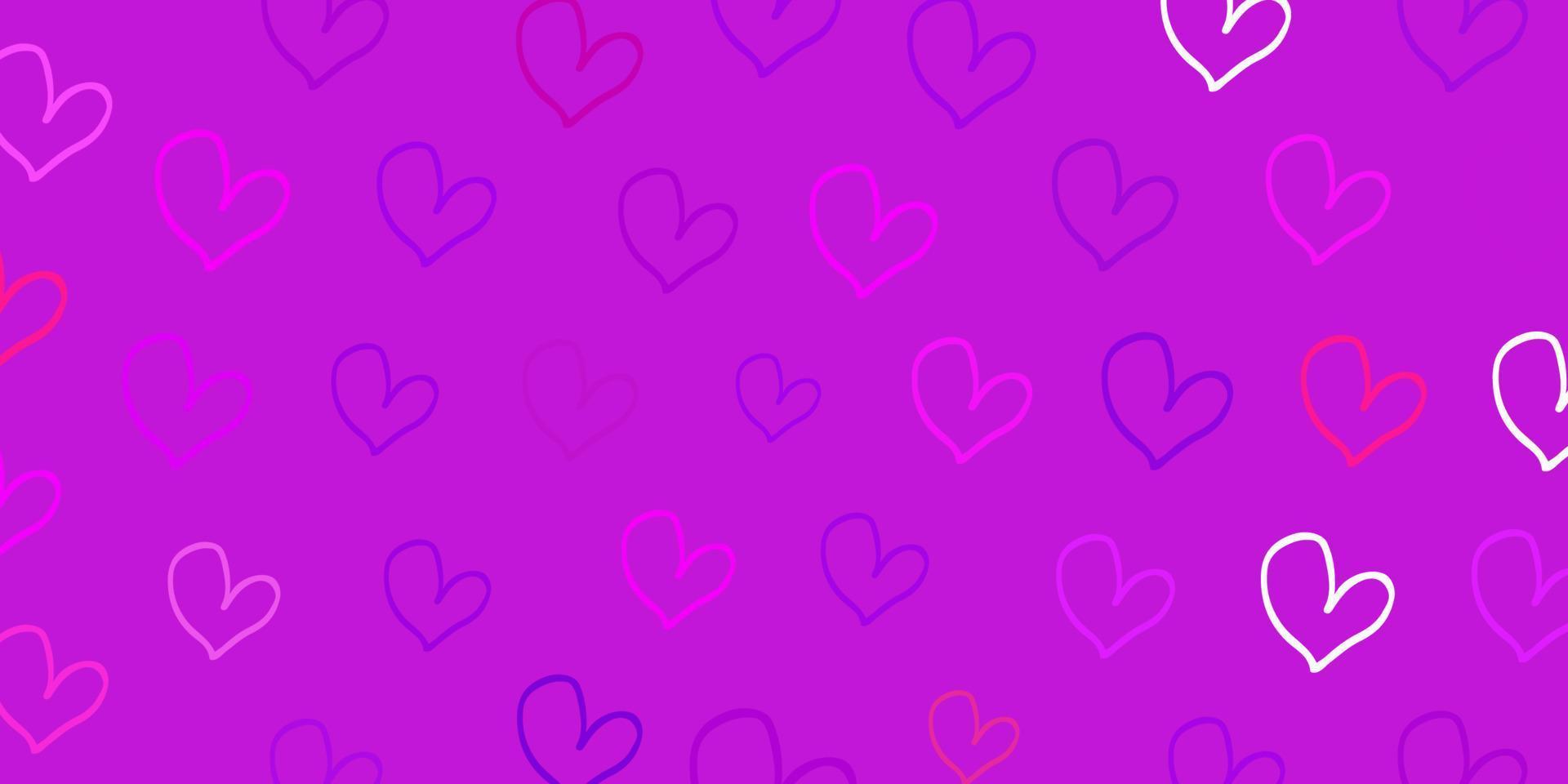 Light Multicolor vector template with doodle hearts.