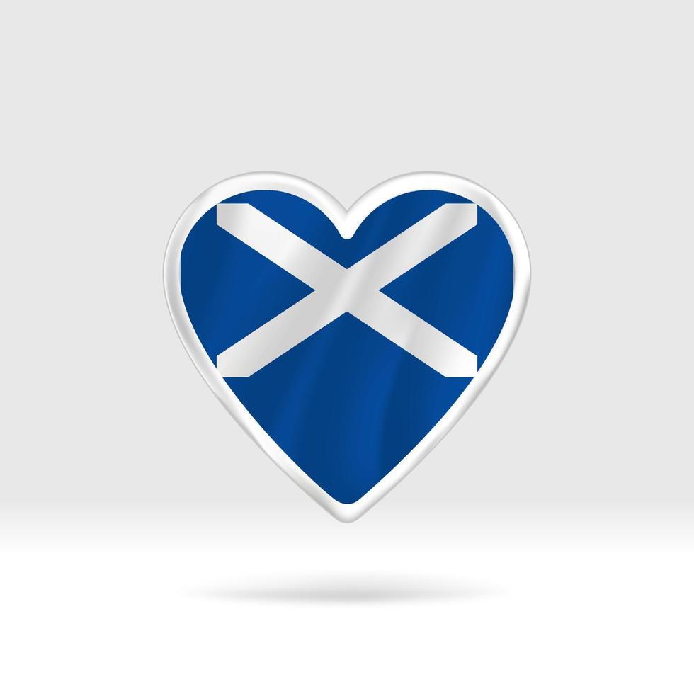 Heart from Scotland flag. Silver button heart and flag template. Easy editing and vector in groups. National flag vector illustration on white background.