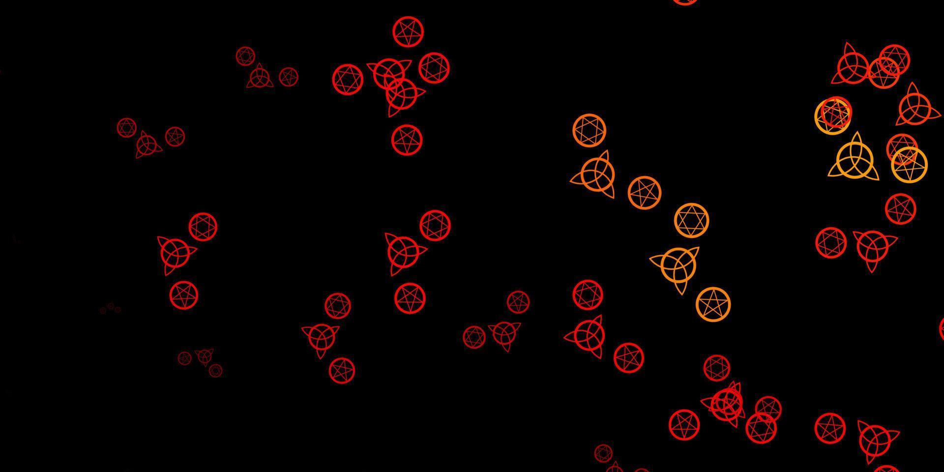 Dark Orange vector template with esoteric signs.
