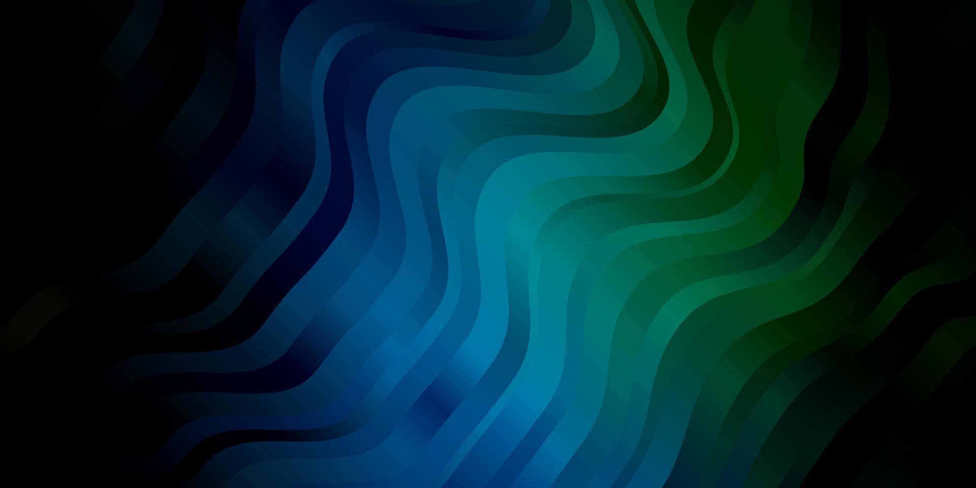 Dark Blue, Green vector background with bent lines.