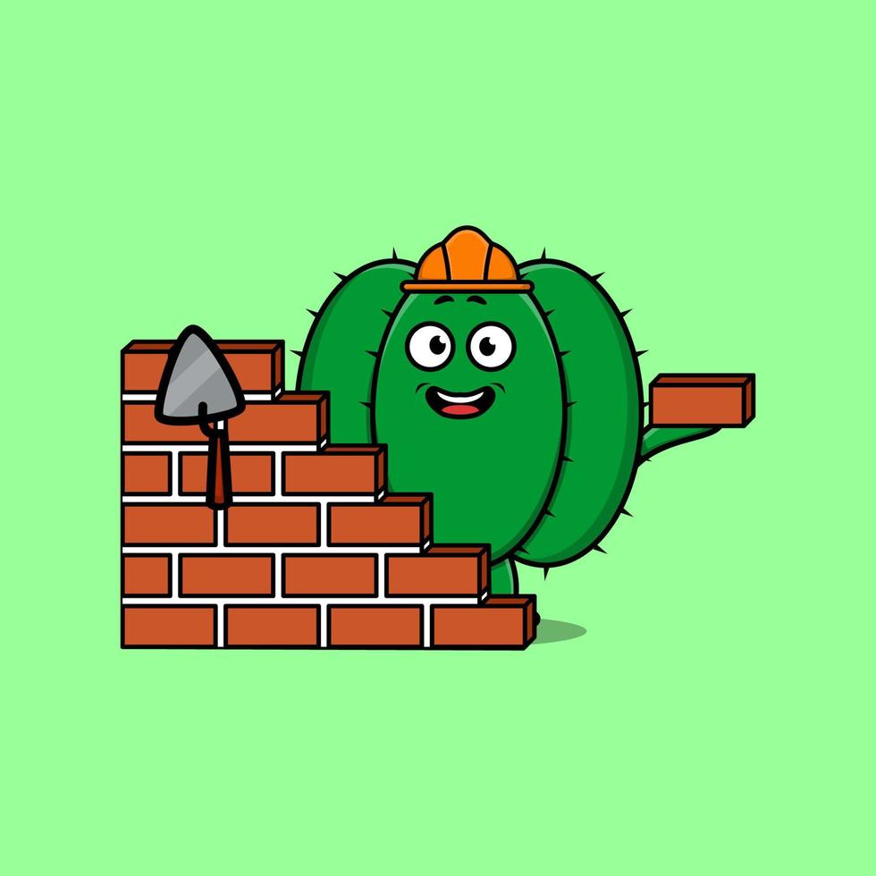 Cute cartoon Cactus as mason character vector