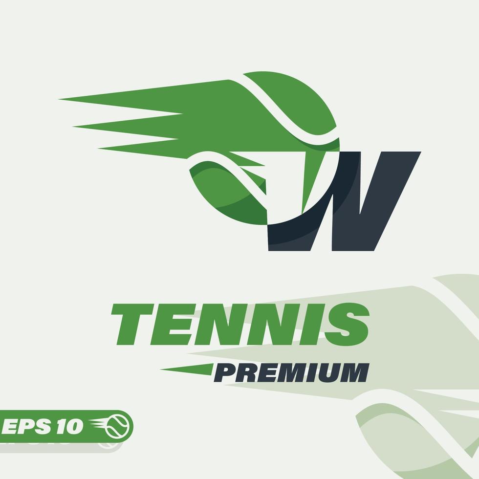 pelota de tenis alfabeto w logo vector