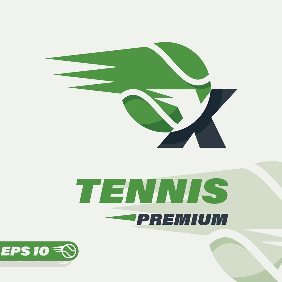 logotipo de la letra x del alfabeto de la pelota de tenis vector