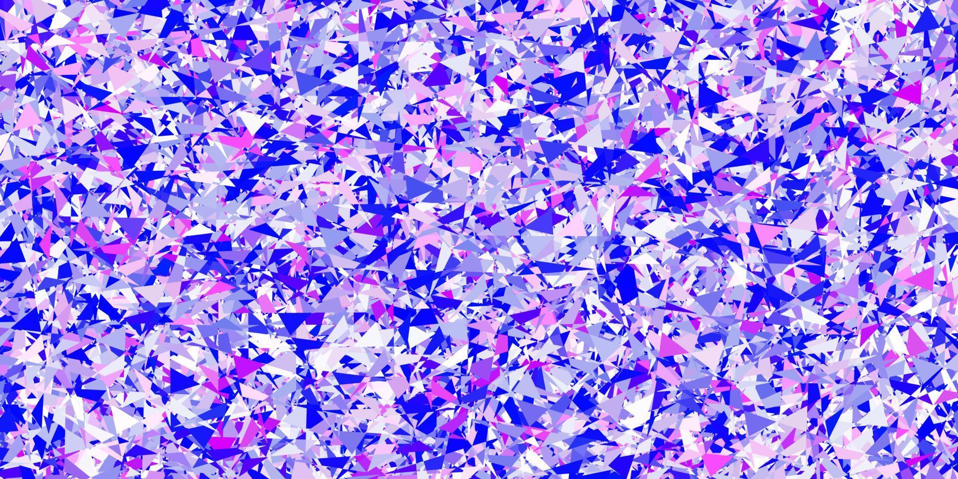 textura de vector rosa claro, azul con triángulos al azar.