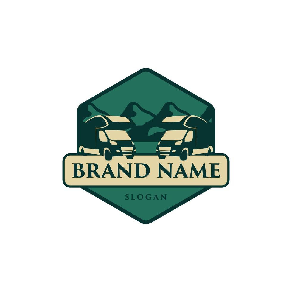 Van Mountain Badge Outdoor Illustration Logo vector