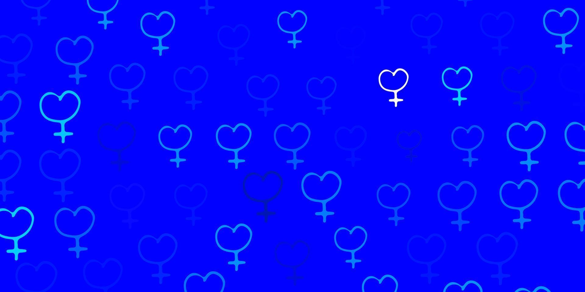 Light BLUE vector pattern with feminism elements.