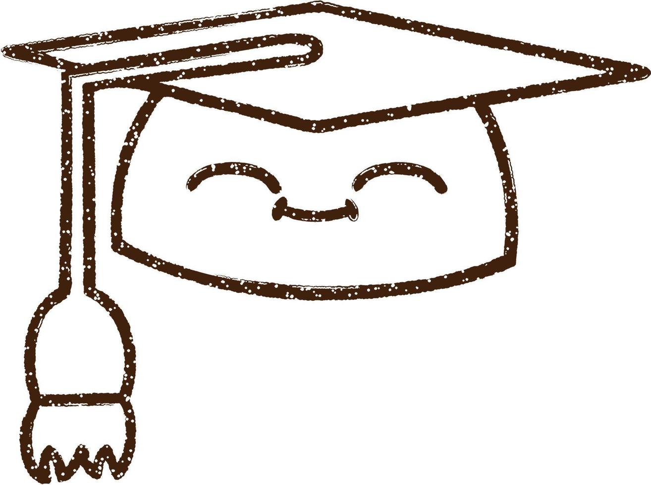 gorro de graduación dibujo al carboncillo vector