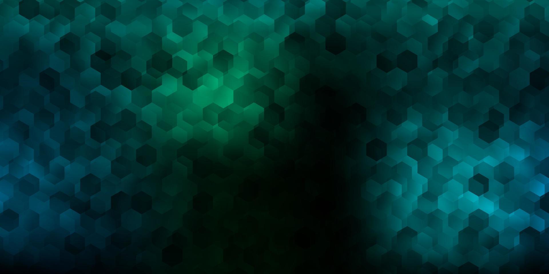 Dark blue, green vector backdrop with a batch of hexagons.