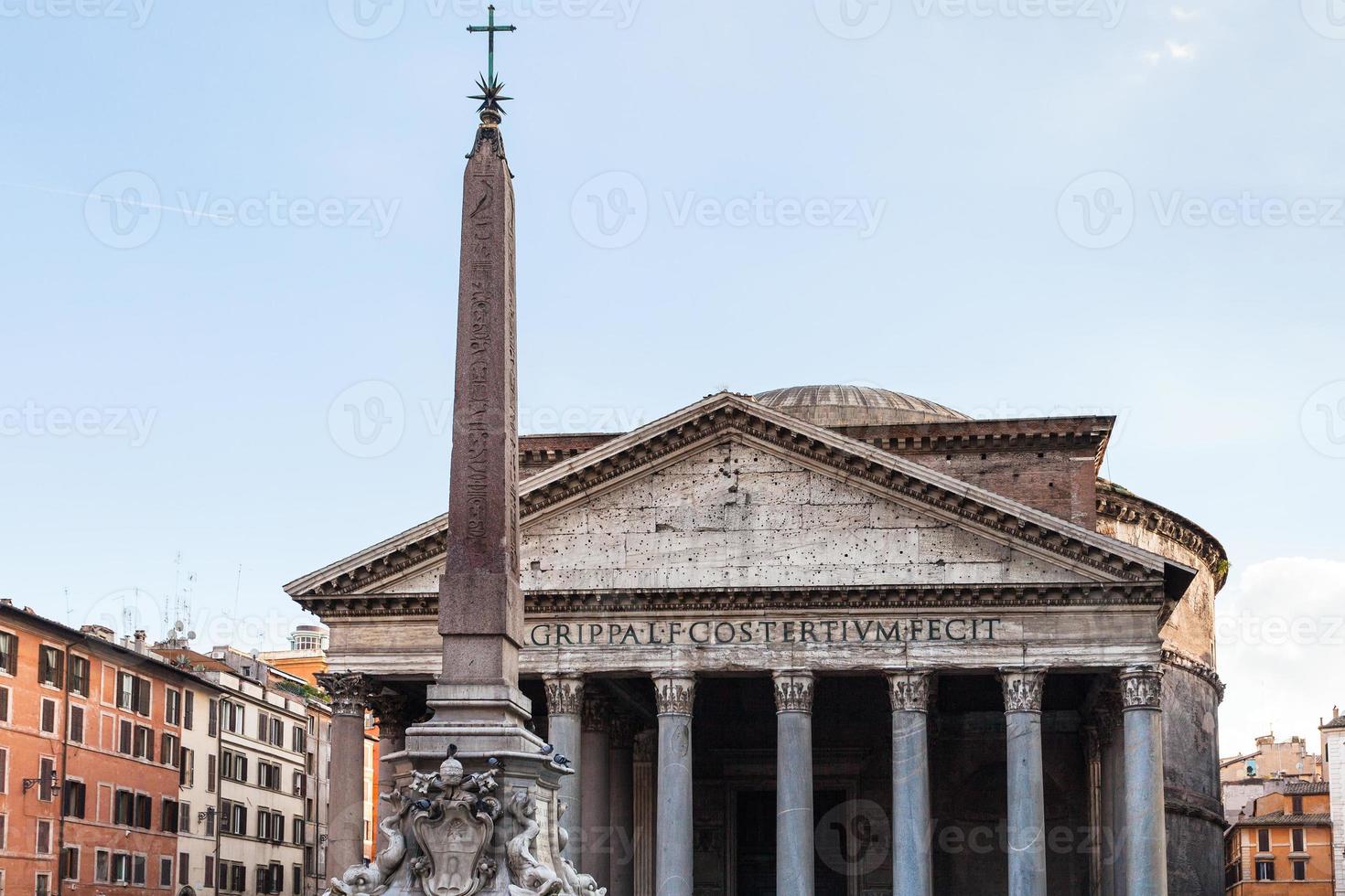 facade of Pantheon and egyptian obelisk photo