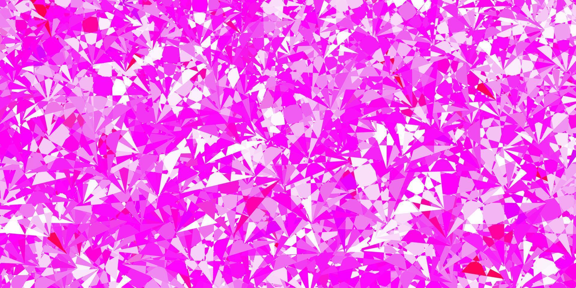 textura de vector púrpura claro, rosa con triángulos al azar.