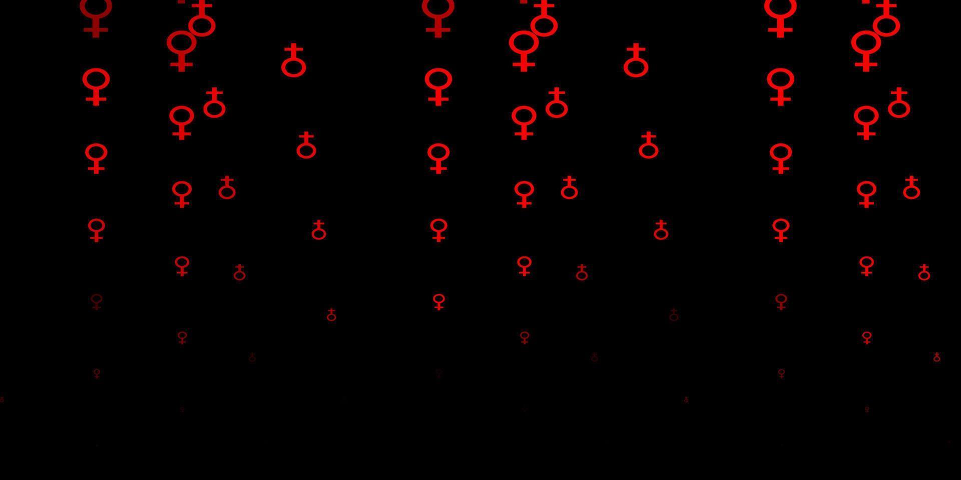 Fondo de vector rojo oscuro con símbolos de mujer.