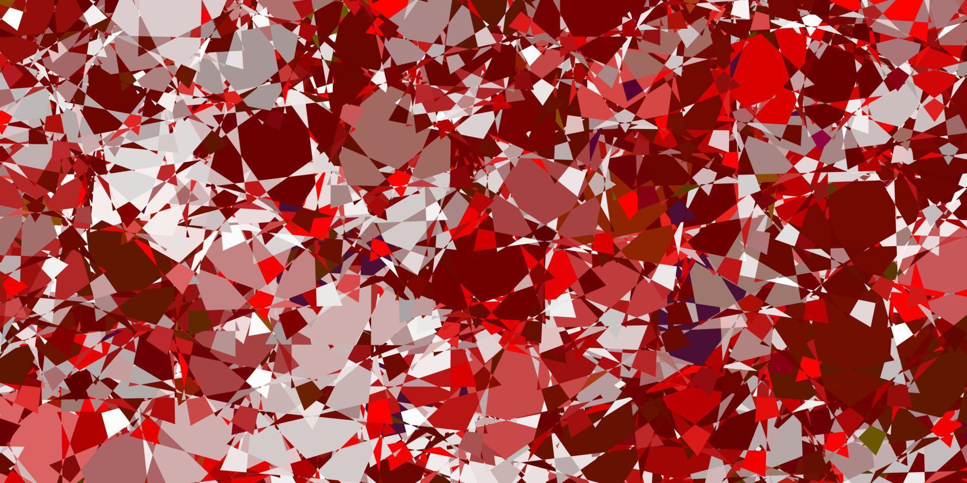 Telón de fondo de vector rojo claro con triángulos, líneas.