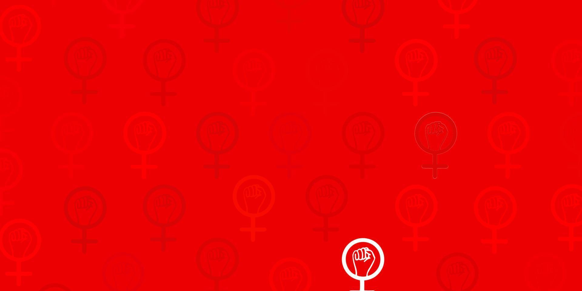 textura vectorial roja clara con símbolos de derechos de la mujer. vector