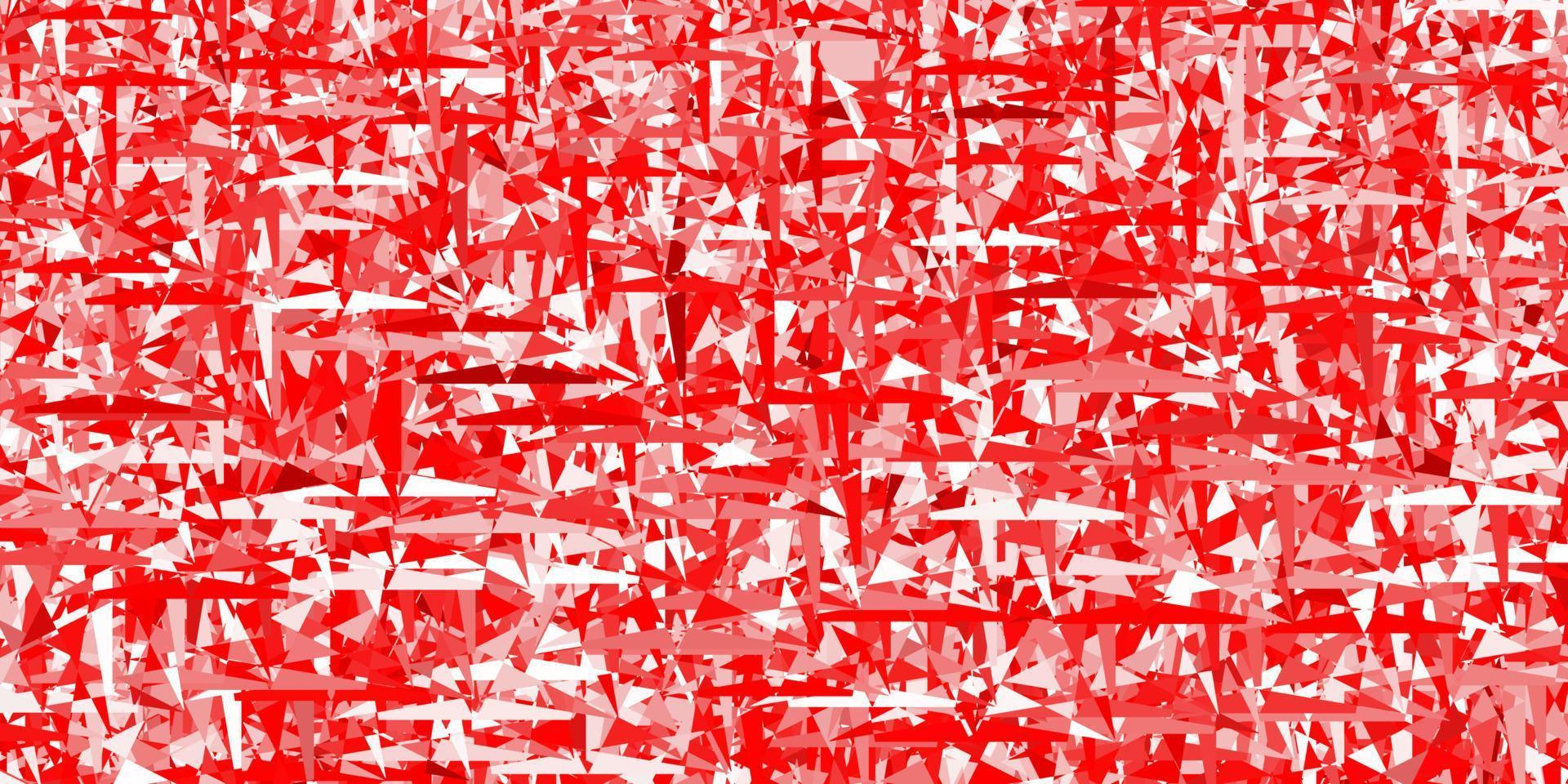 Telón de fondo de vector rojo claro con líneas, triángulos.