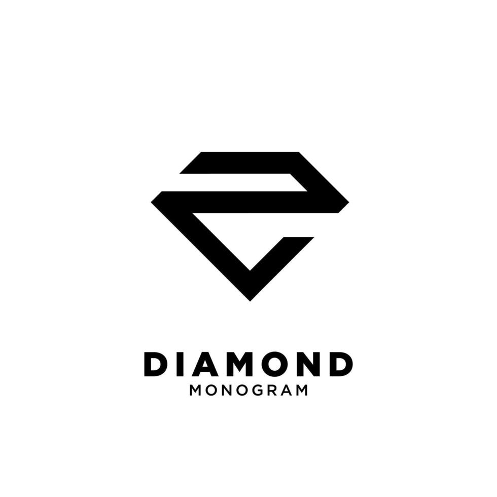 diseño de icono de logotipo negro de vector de forma de diamante de letra z
