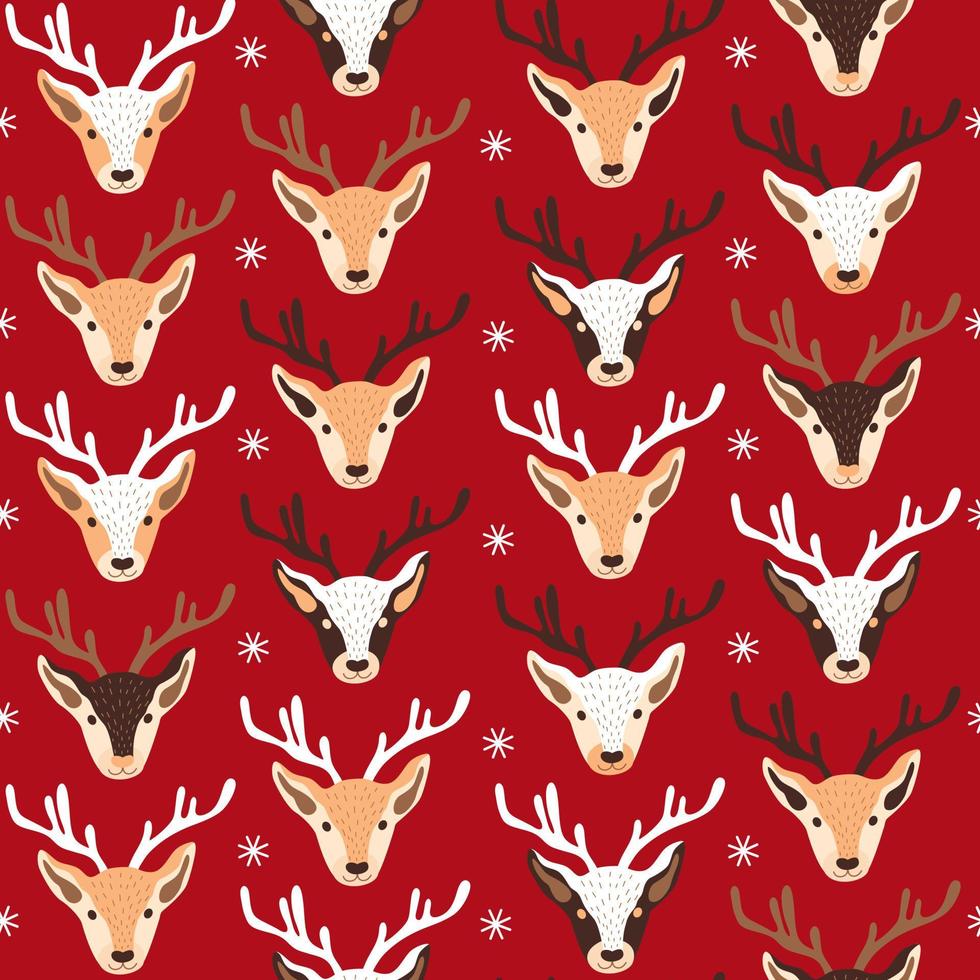 Seamless Christmas pattern with deer vector