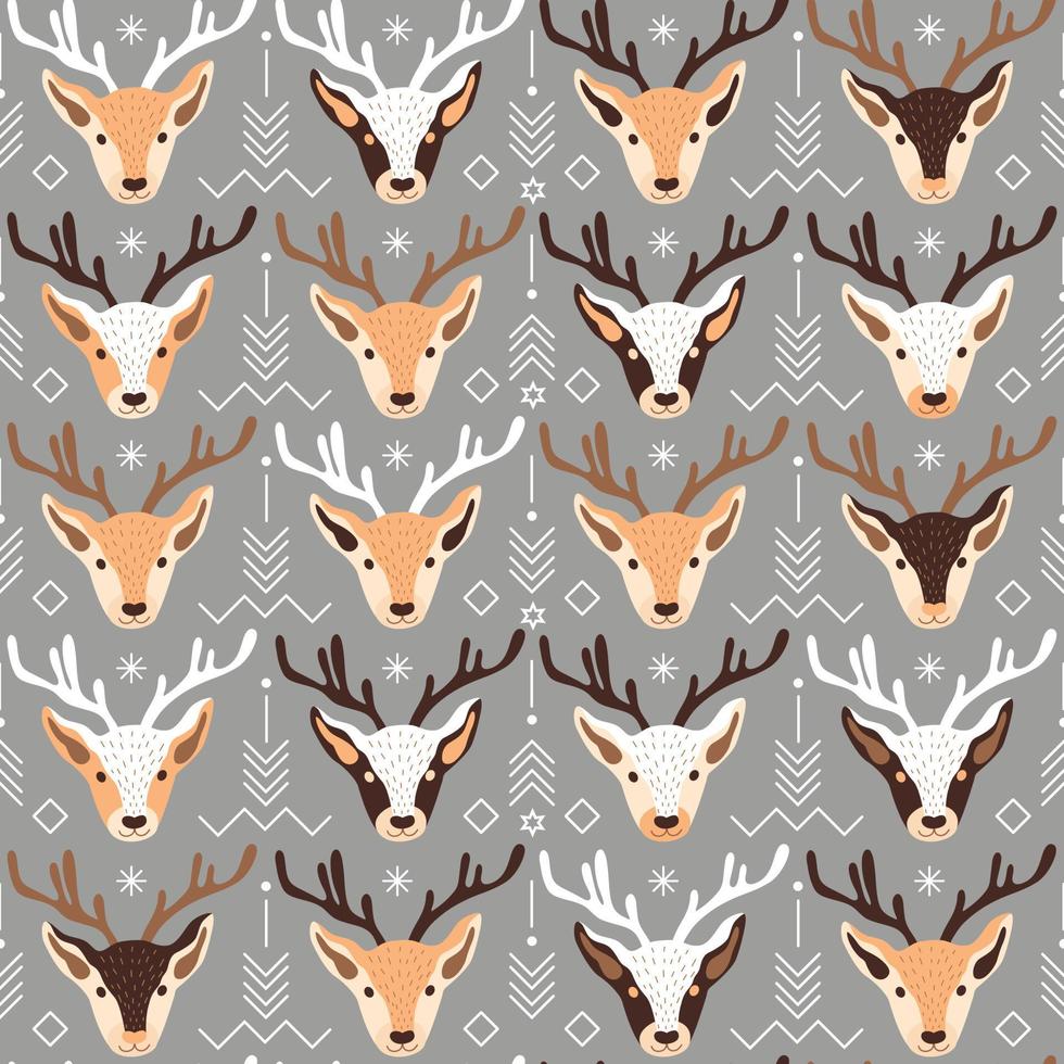 Seamless Christmas pattern with deer vector