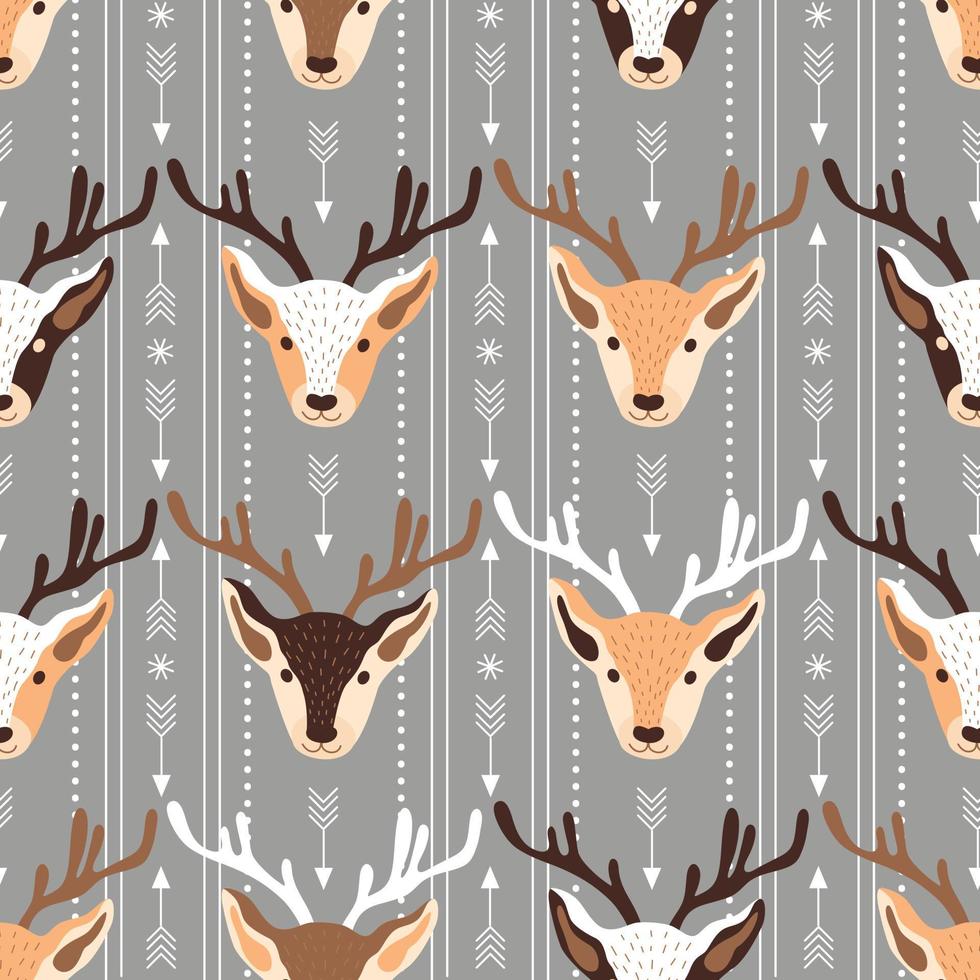 Seamless Christmas pattern with deer vector