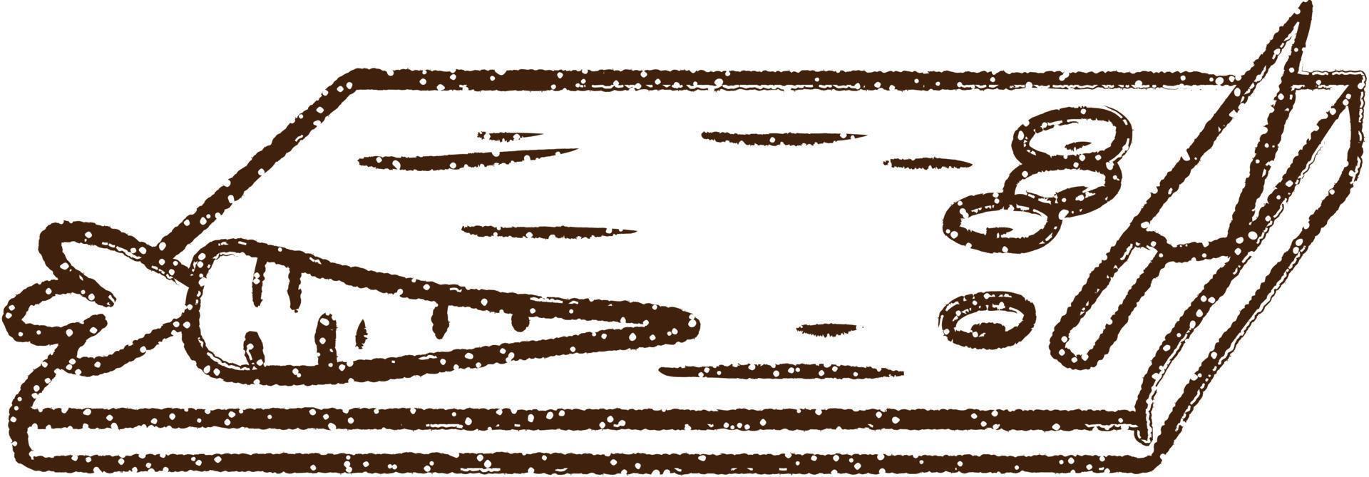 Chopping Board Charcoal Drawing vector