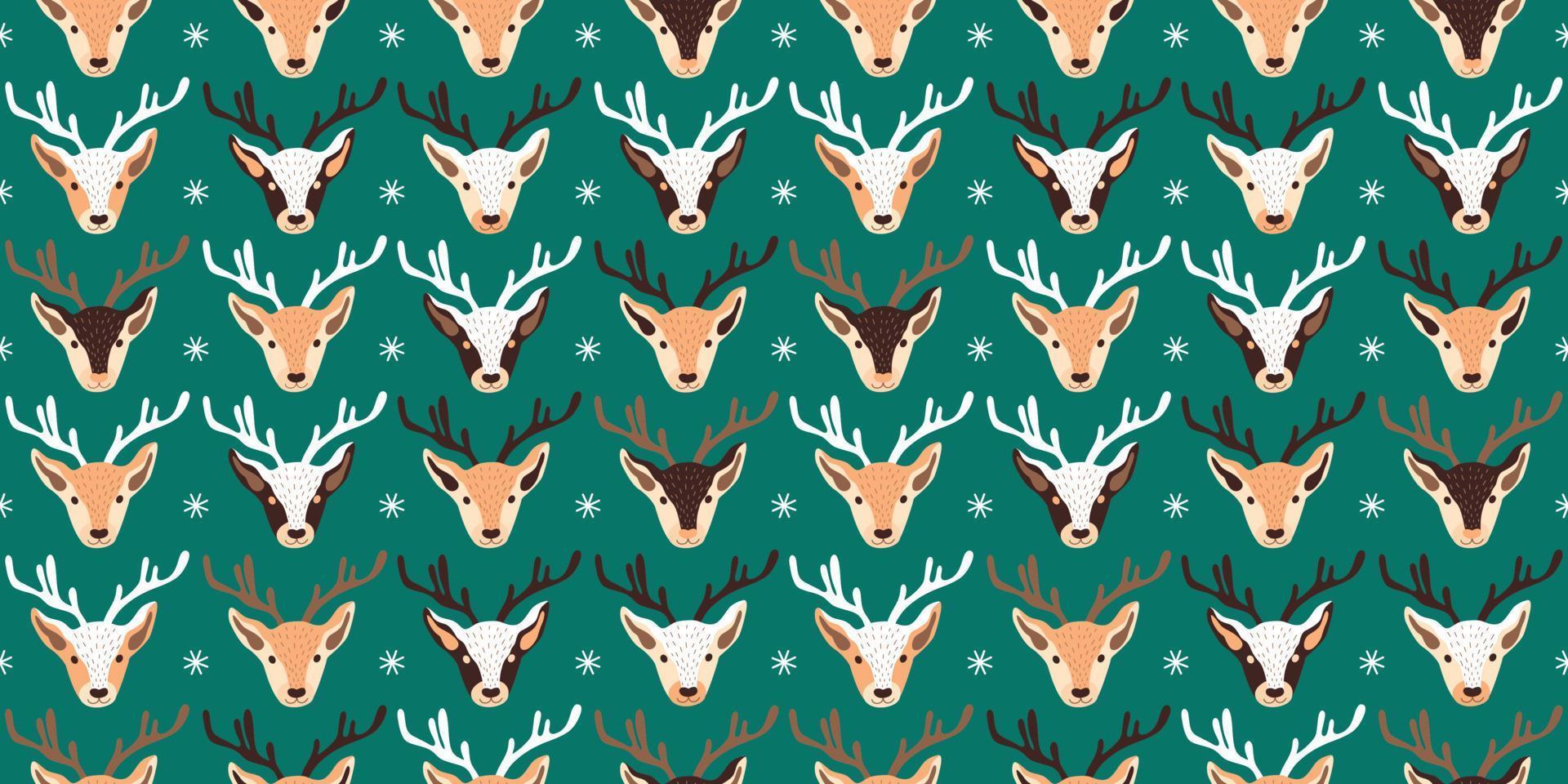 Christmas pattern with deers vector