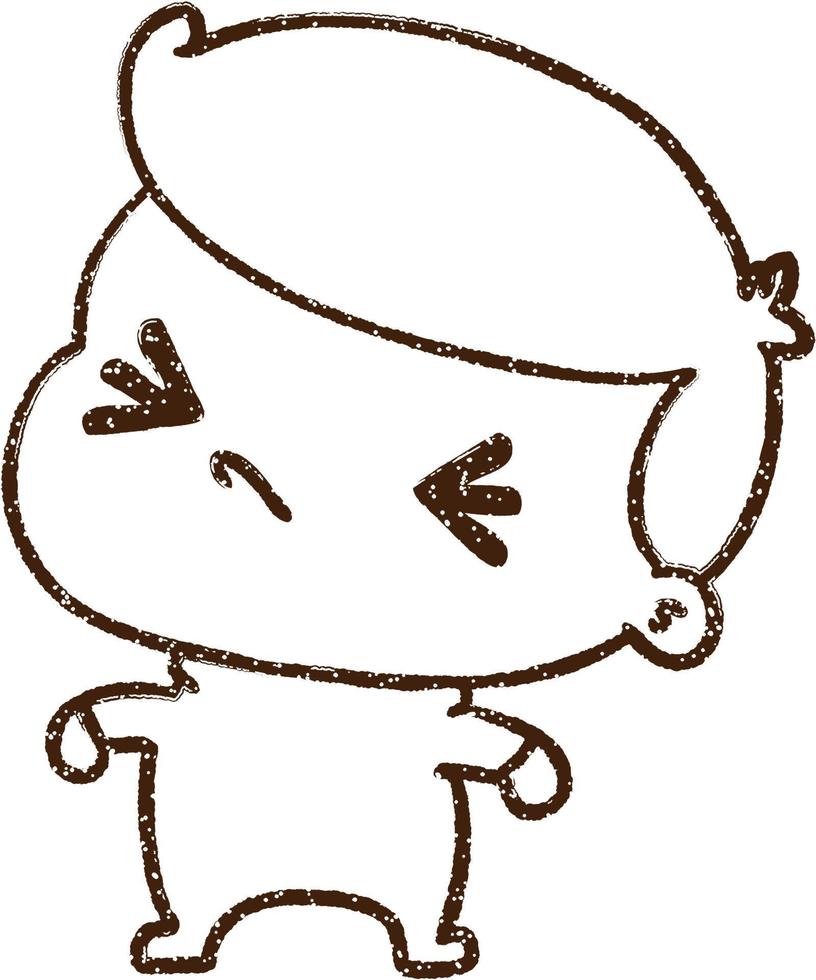 Angry Boy Charcoal Drawing vector