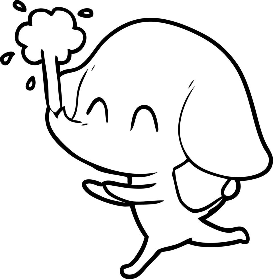 cute cartoon elephant spouting water vector