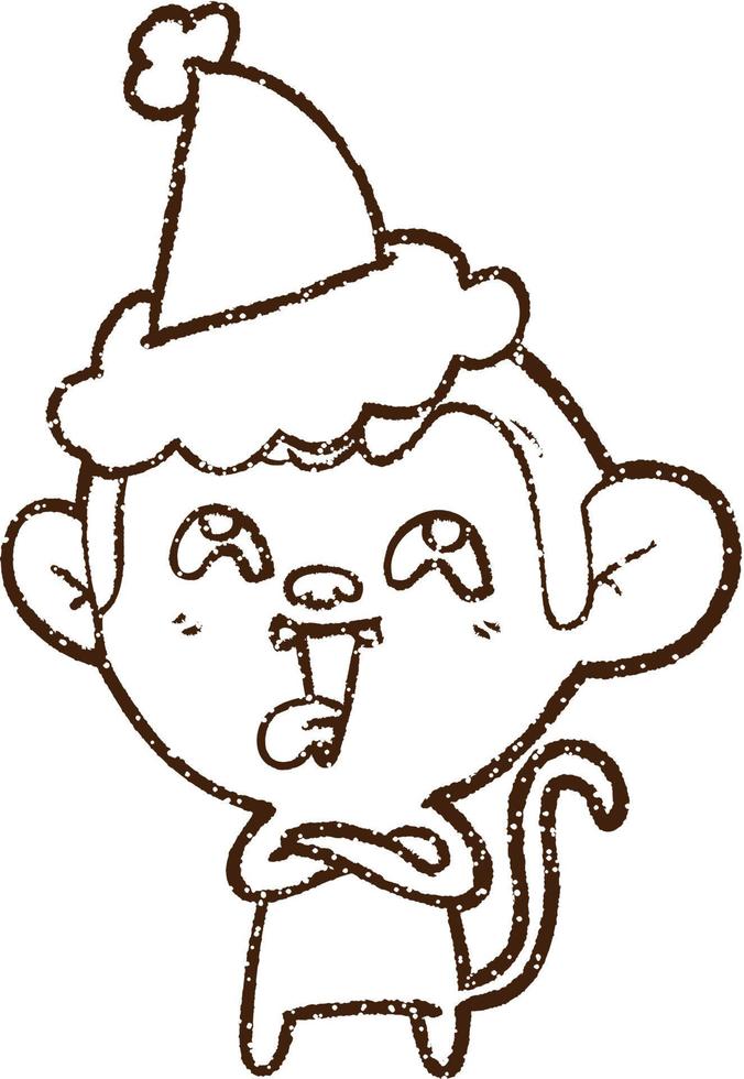 Christmas Monkey Charcoal Drawing 12249094 Vector Art at Vecteezy
