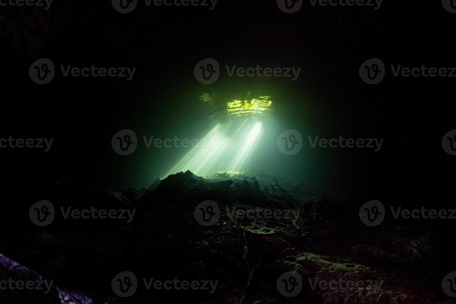 Cave diving in mexican cenotes photo