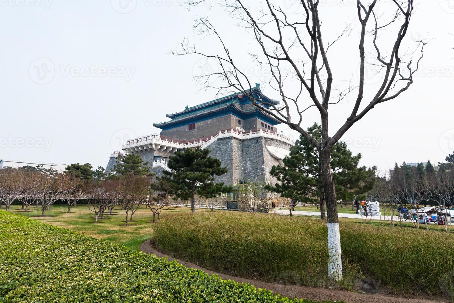 public park and view of Arrow Tower in Beijing photo