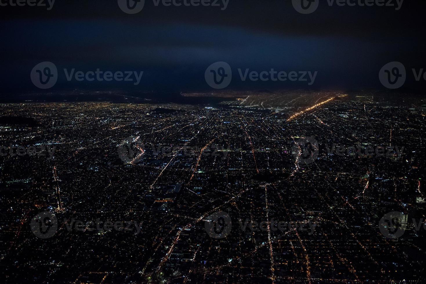 ciudad de méxico vista aérea nocturna panorama de tráfico pesado foto