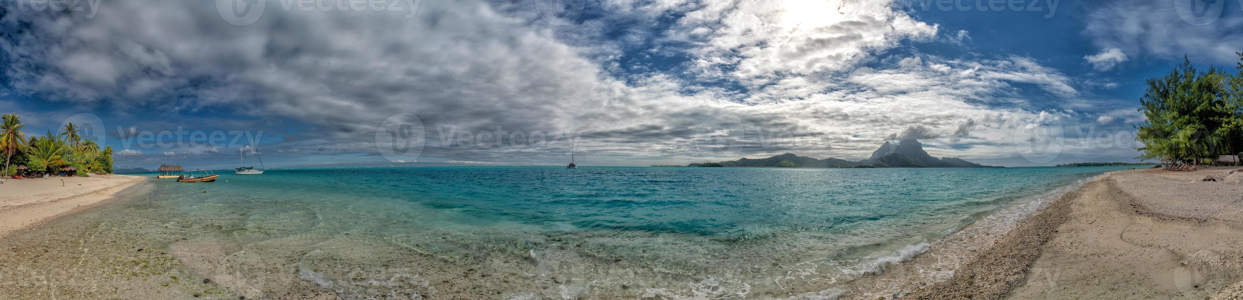bora bora french polynesia blue lagoon turquoise crystal water photo