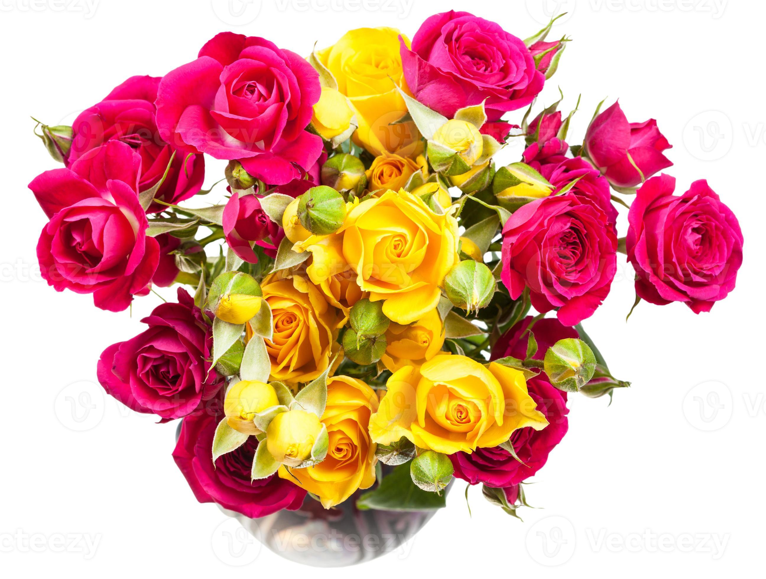 pink and yellow rose spray flowers in vase 12250301 Stock Photo at Vecteezy