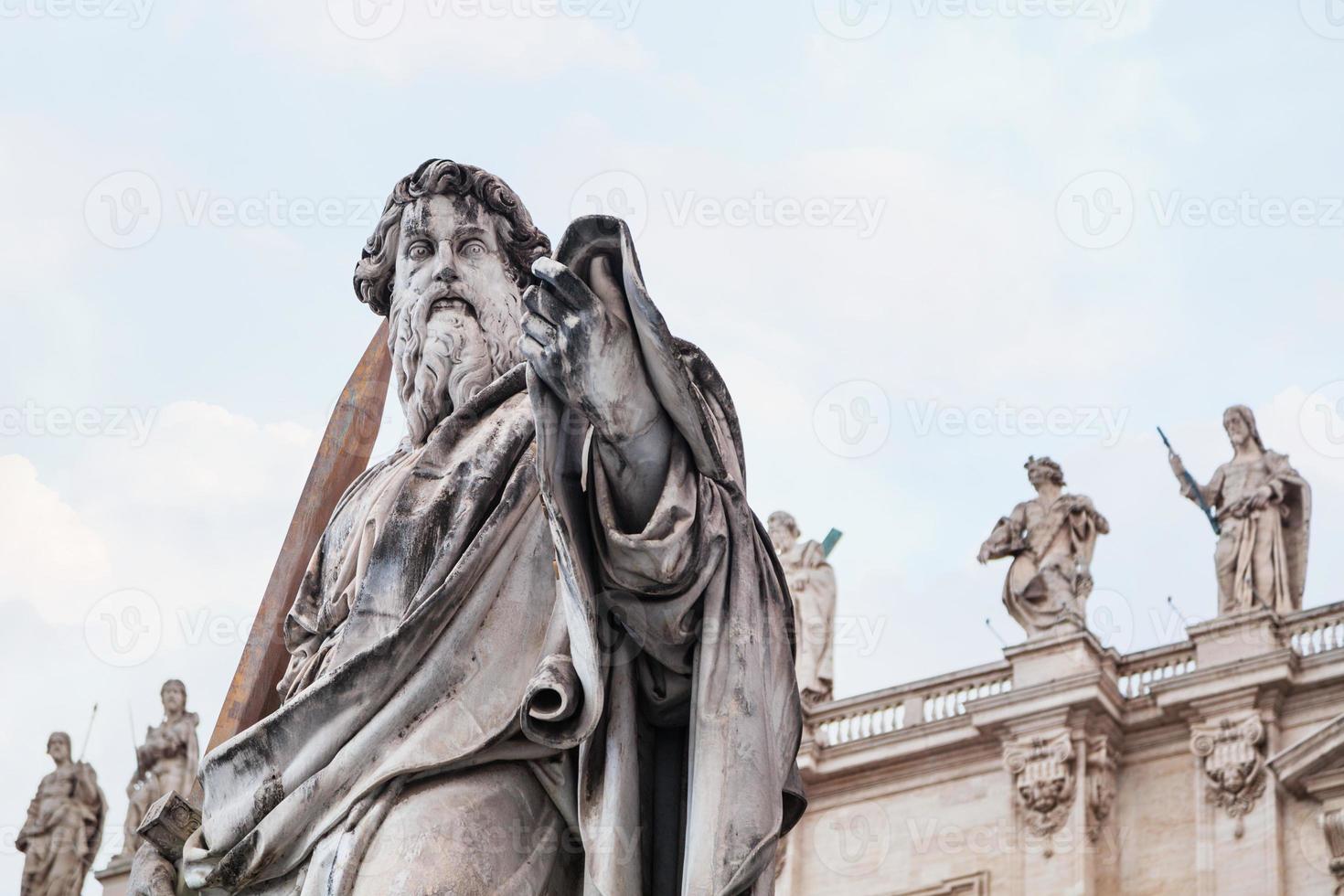 Statue Paul the Apostle close up in Vatican photo