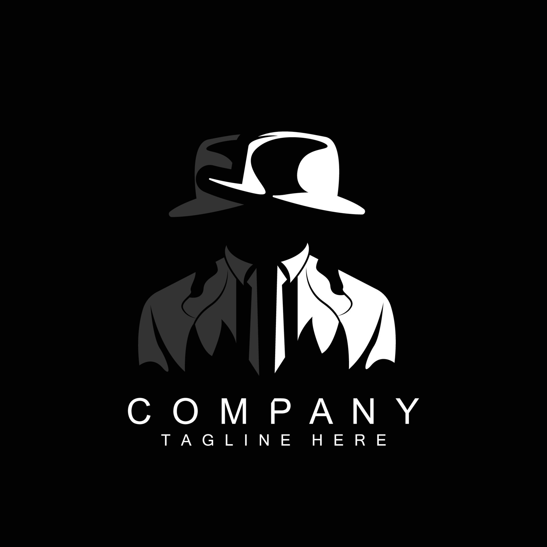 Detective Man Logo Design, Mafia Detective Fashion Tuxedo And Hat ...