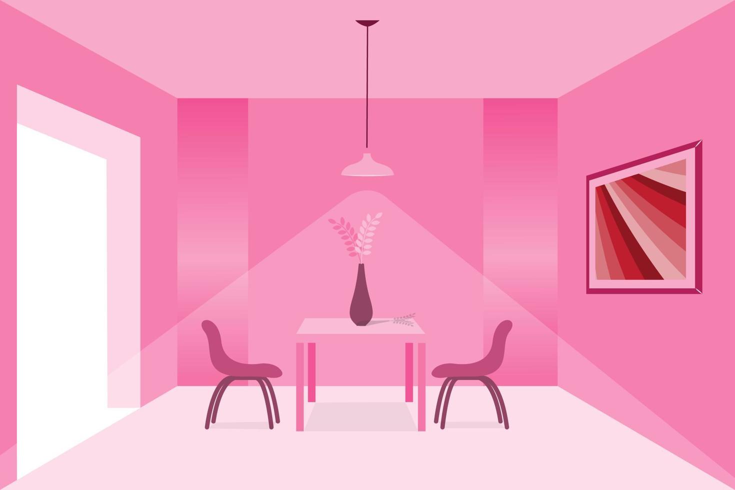 interior de habitación minimalista con color rosa degradado vector